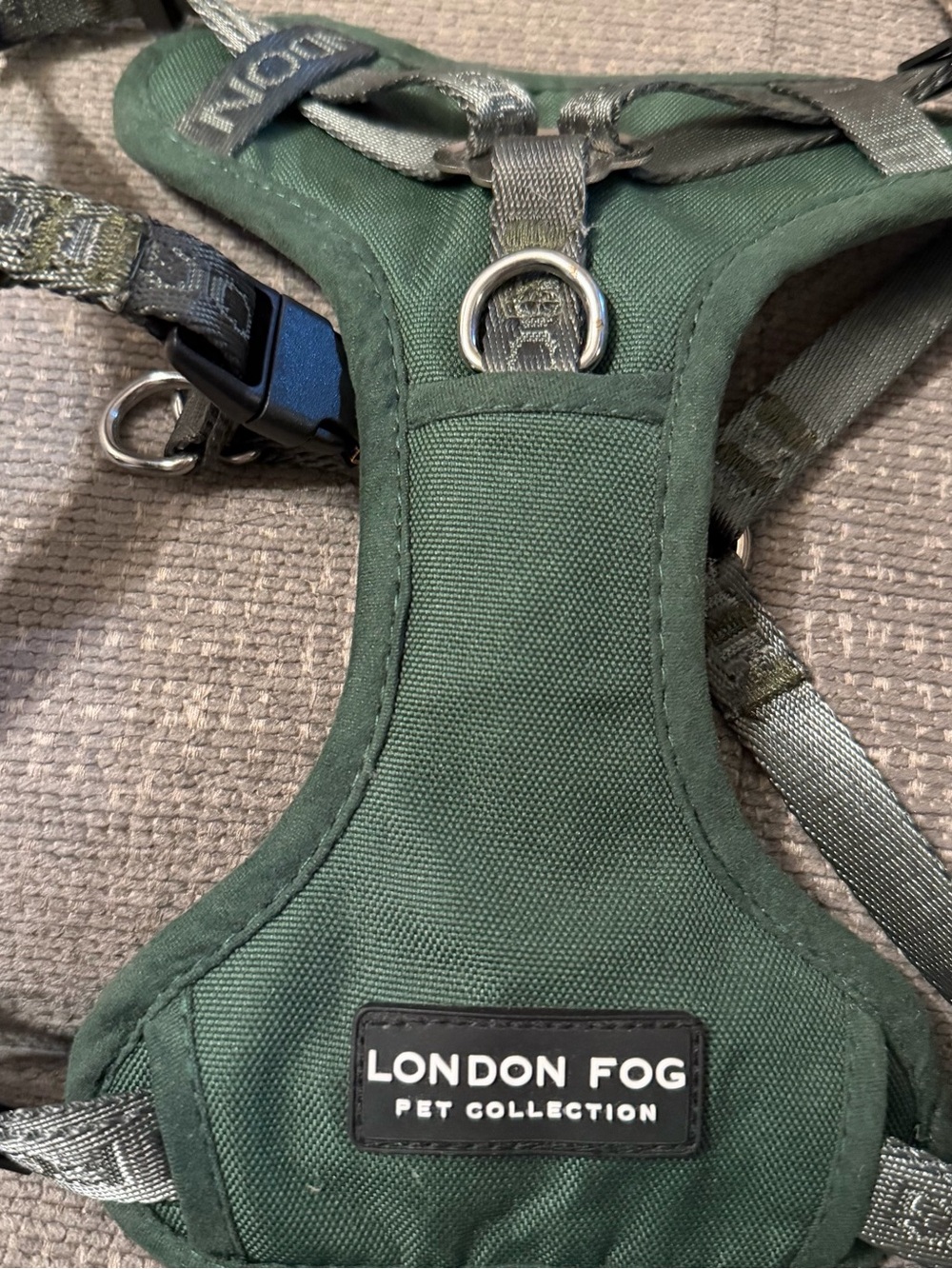 London Fog Green Padded Dog Harness with Metal D-Rings